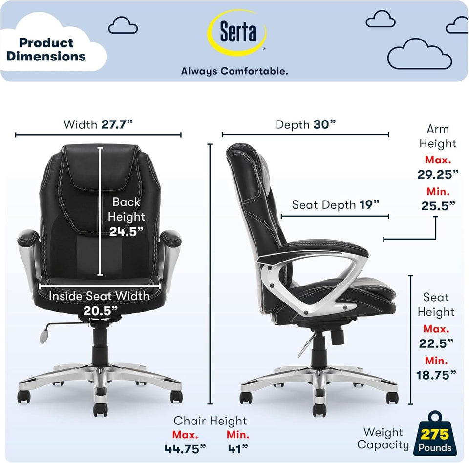 Amplify Executive Office Chair Black With Lumbar Support