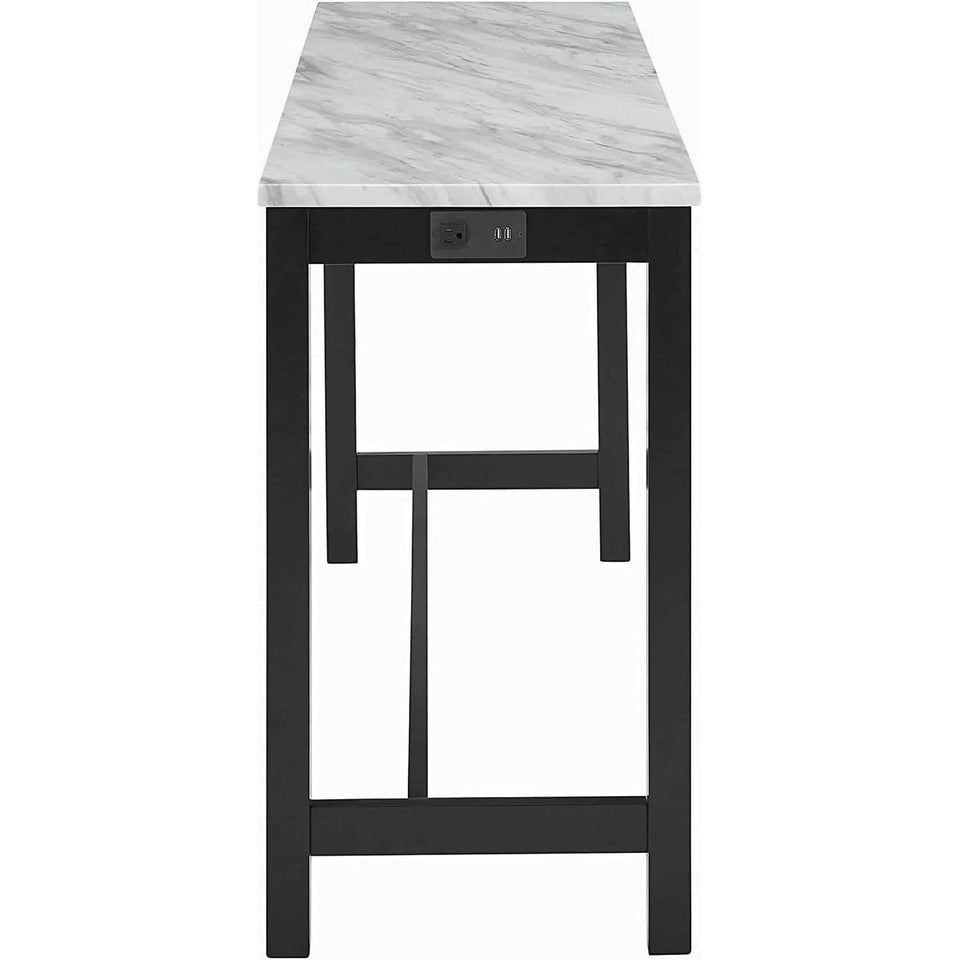 Blue Velvet Bar Table Set With 3 Stools Faux Marble Top