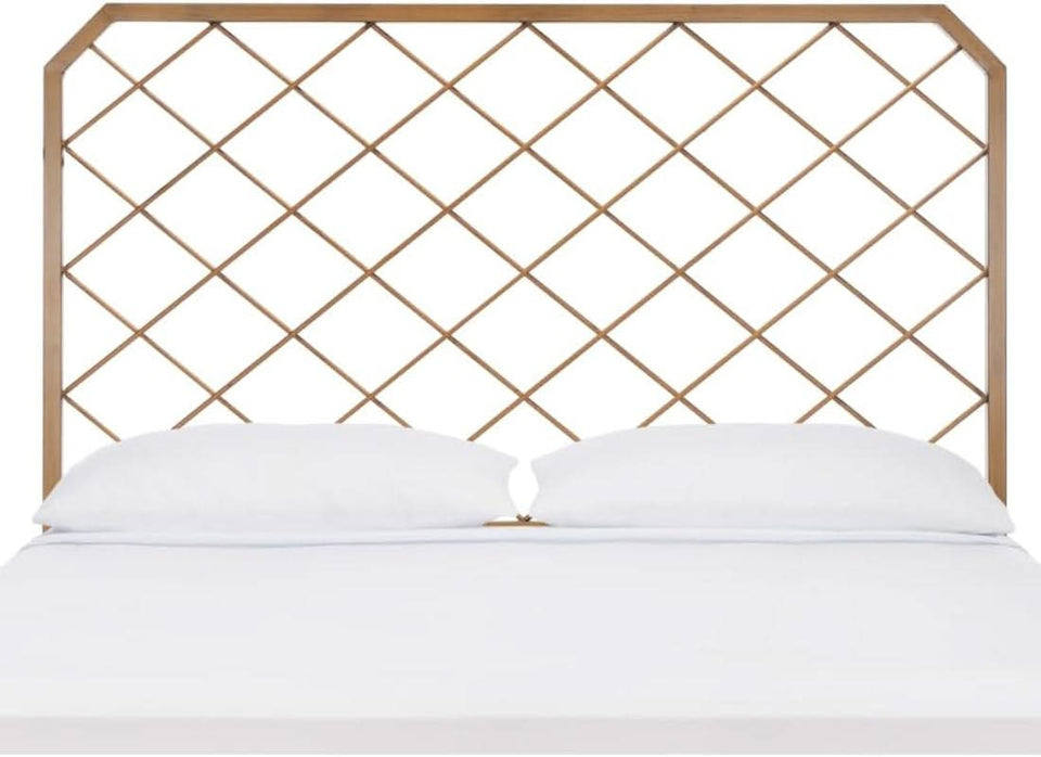 Queen Antique Gold Stitch Headboard for Stylish Bedrooms
