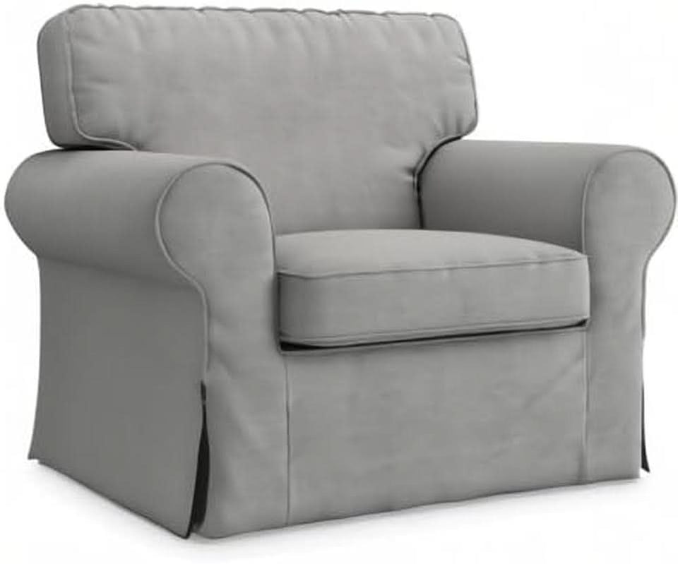Ektorp Armchair Slipcover Cotton Grey Replacement For IKEA