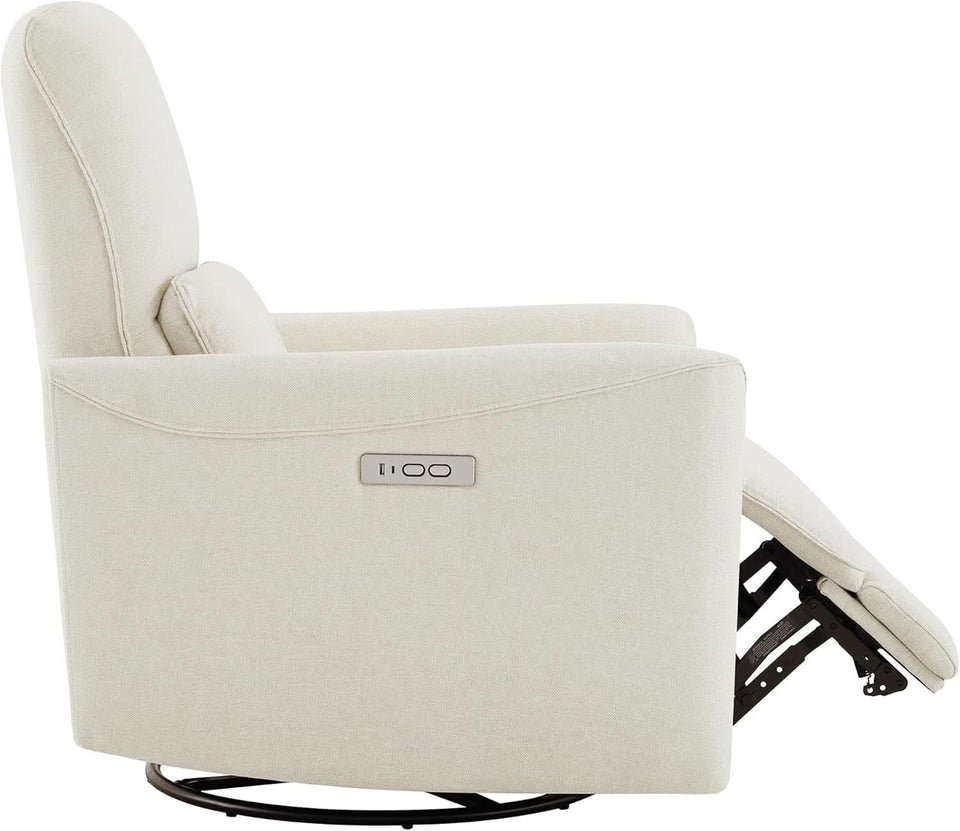 Power Recliner Chair With Linen Upholstery Lumbar Support