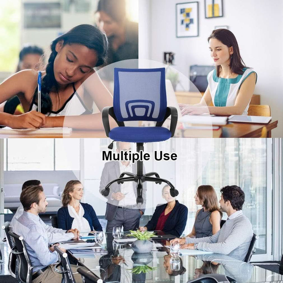 Blue Ergonomic Mesh Office Chair With Lumbar Support