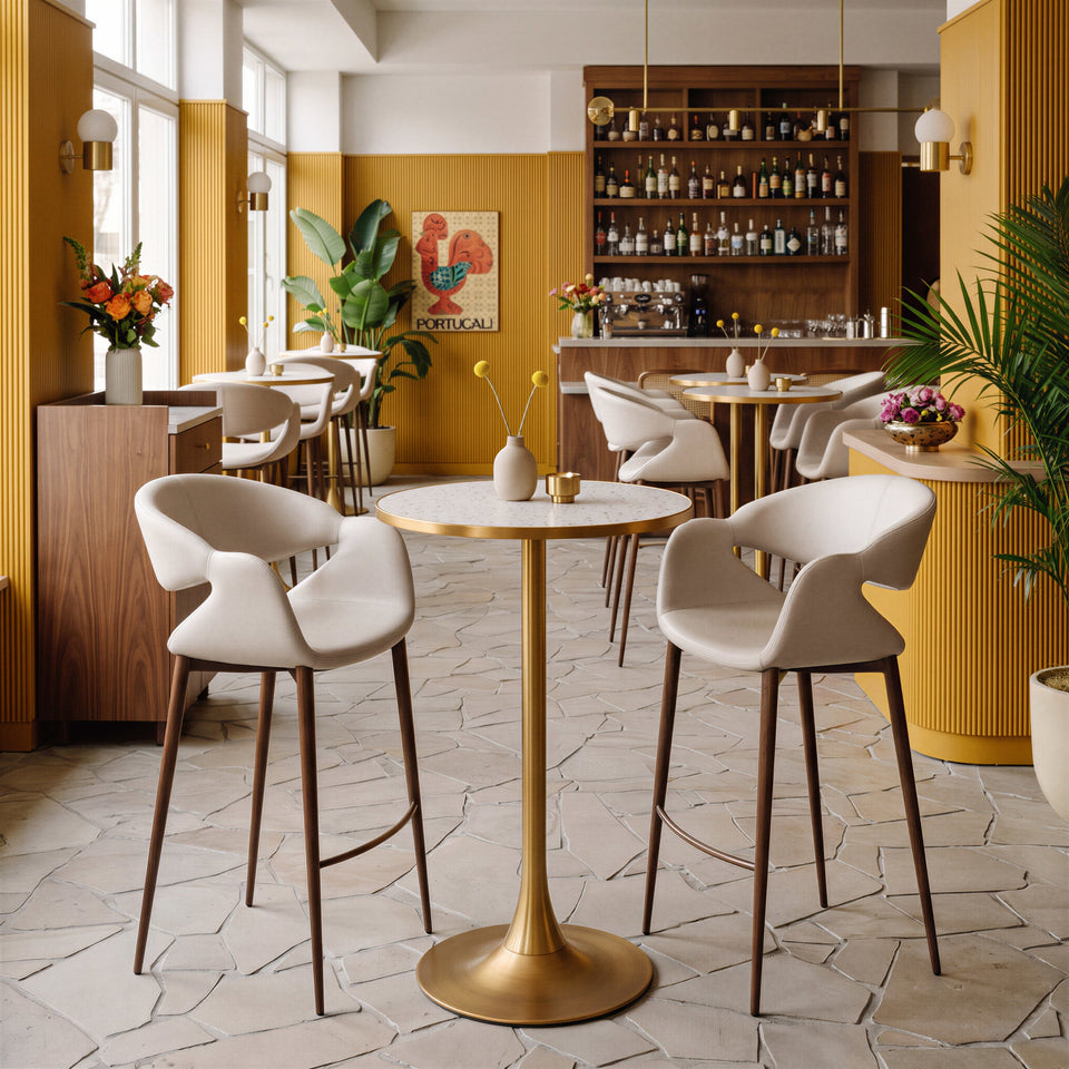 Limay Barstool Beige & Walnut