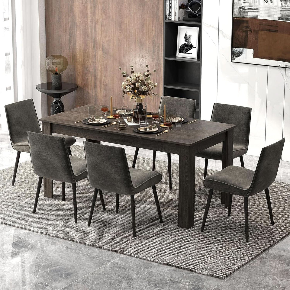 63 Inch Wood Dining Table For 4 To 6 People Grey Ideal For Dining Room