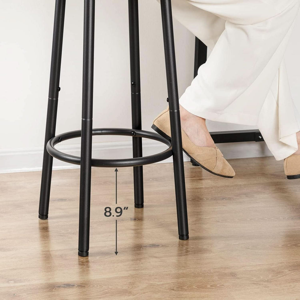 Greige Bar Stools Set Of 2 11.8 Inch Square Seats With Footrest
