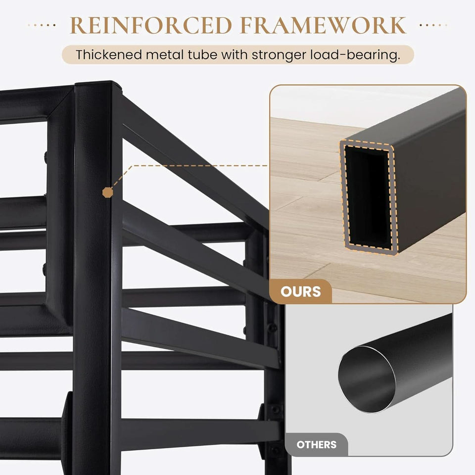 Loft Bed Twin Size Black With Ladder And Guardrail