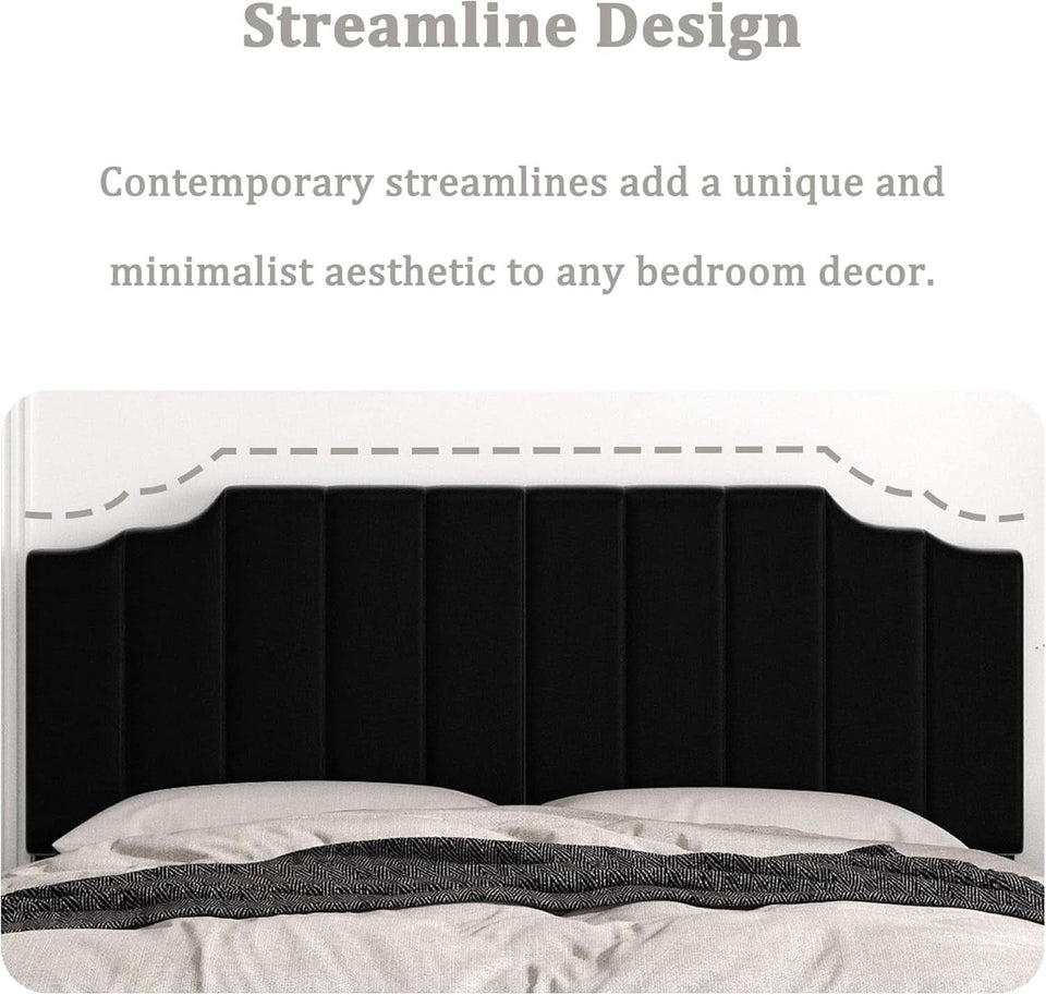 Velvet King Size Wall Mounted Headboard for Adjustable Beds