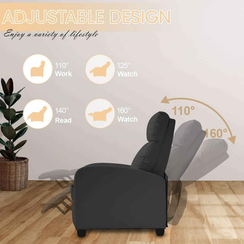 Massage Recliner Chair With Footrest Black PU Leather