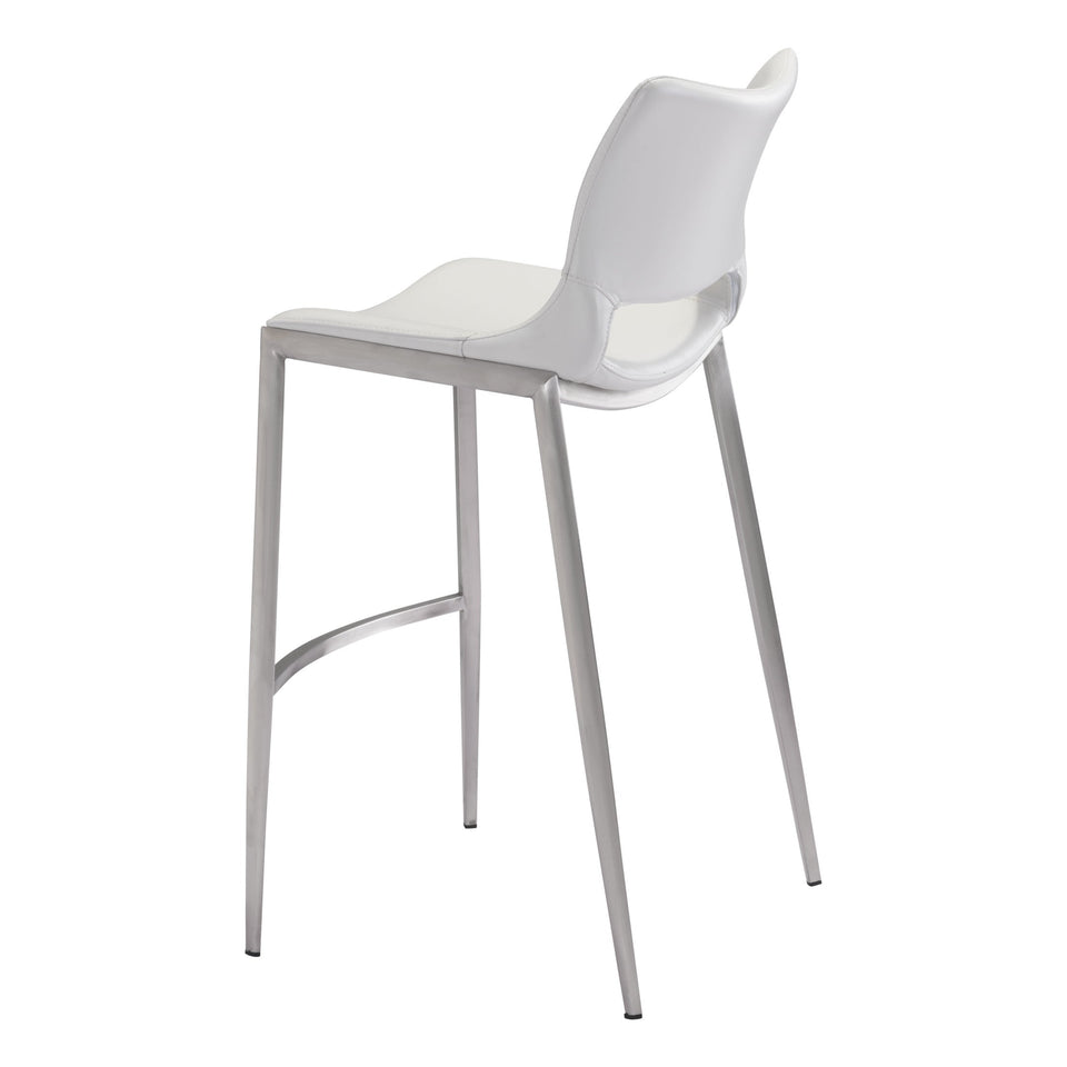 Ace Barstool (Set of 2) White & Silver