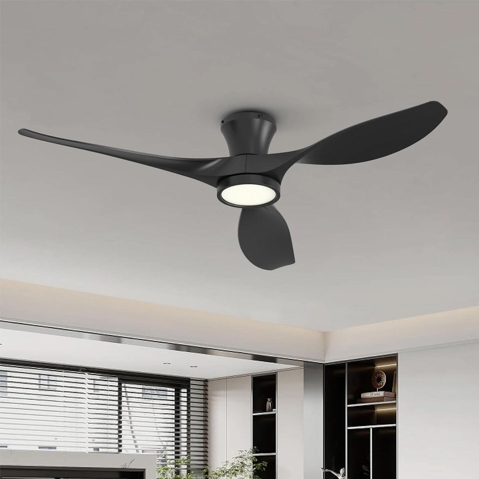 52 Inch Black Ceiling Fan With Integrated Led Lighting