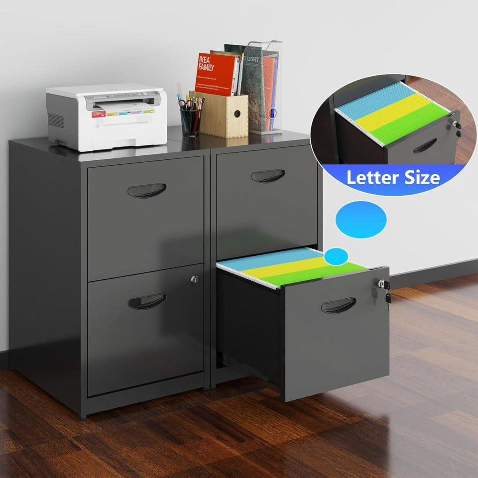 2 Drawer Filing Cabinet With Lock For Home Office Durable Vertical File Cabinet Storage