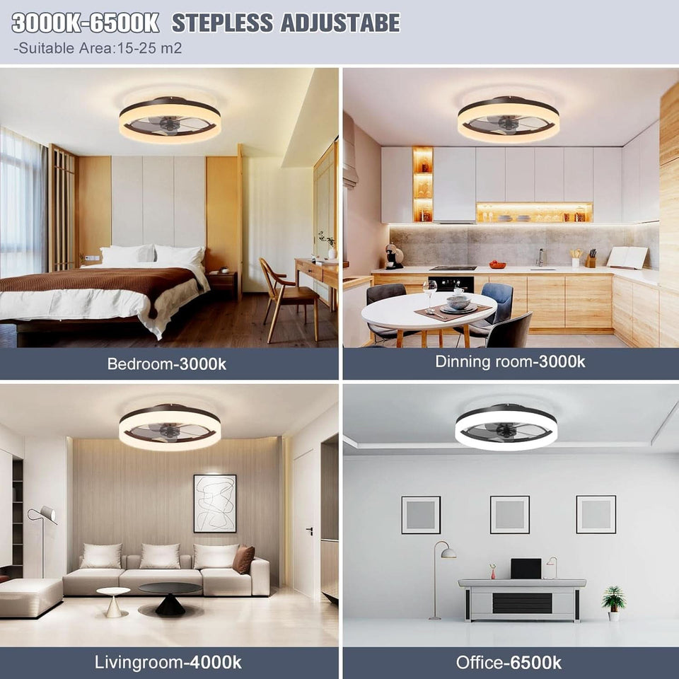 Low Profile Ceiling Fan With Remote For Bedroom Lighting