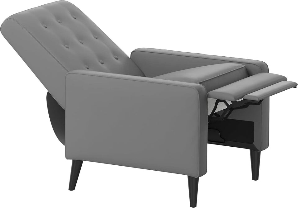 Ezra Pushback Recliner Light Gray LeatherSoft Mid Century Modern