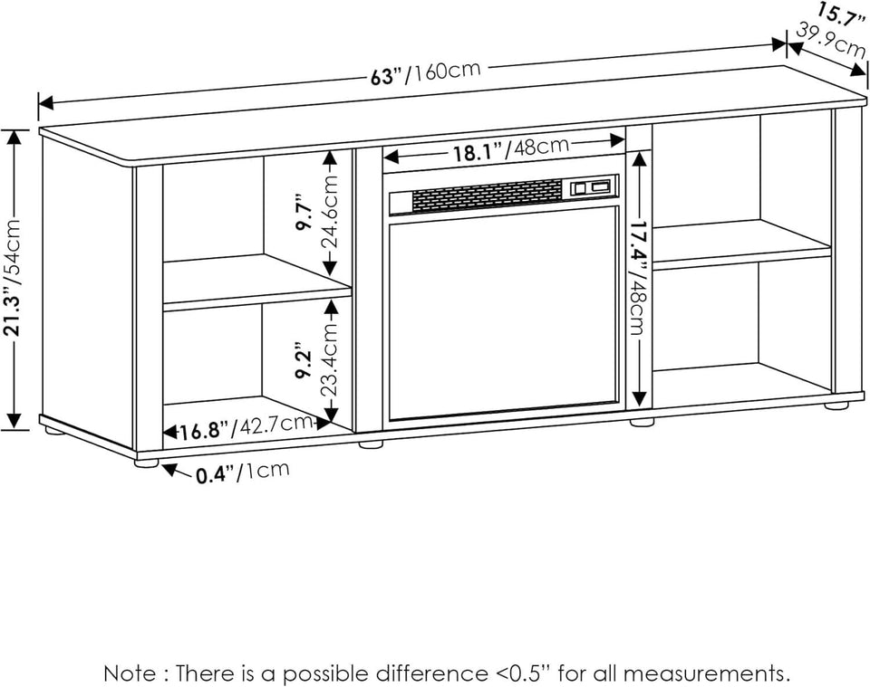 70 Inch TV Stand With Electric Fireplace In French Oak Grey
