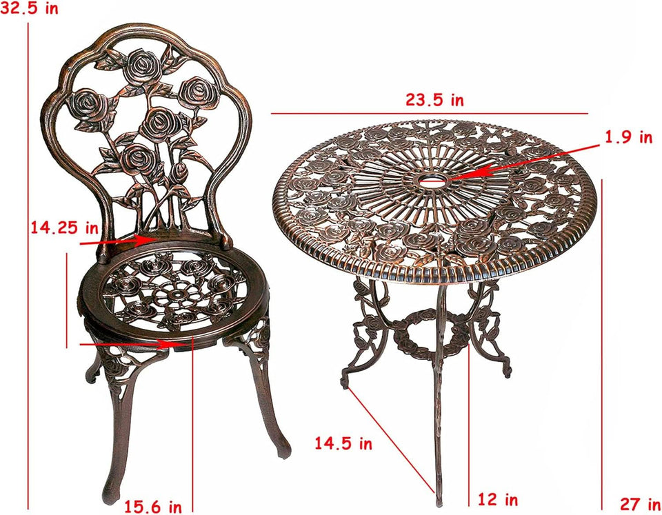 Cast Aluminum Conversation Set Antique Green Patio
