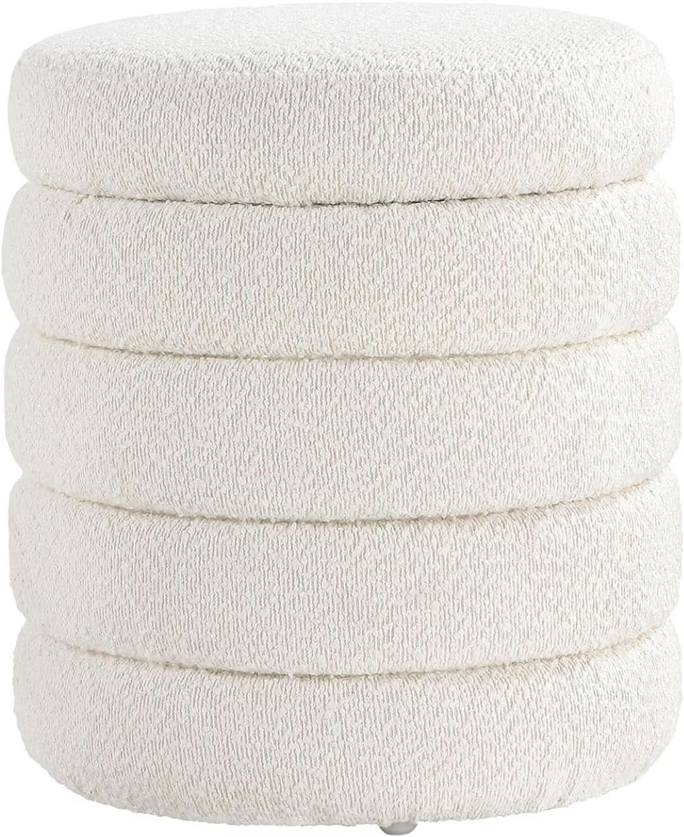 Round Ottoman With Hidden Storage And Cushioned Top