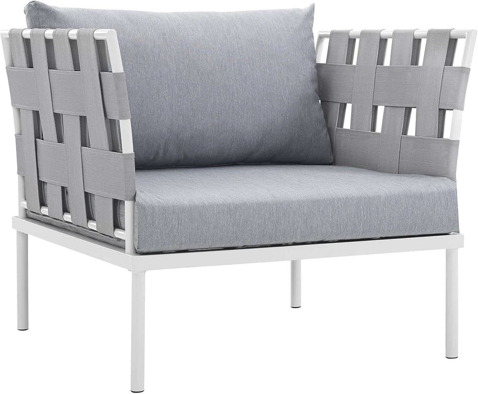 Aluminum Outdoor Patio Sectional Sofa Set White Gray
