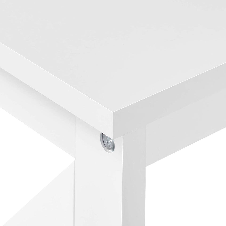 White Three Tier Console Table With Storage Shelves