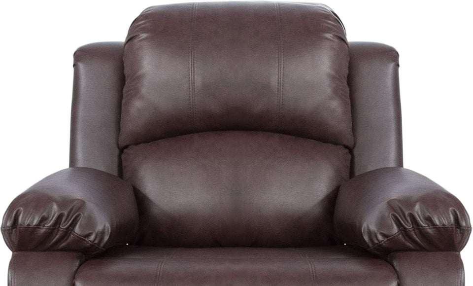 Brown Bonded Leather Manual Reclining Living Room Sofa Set