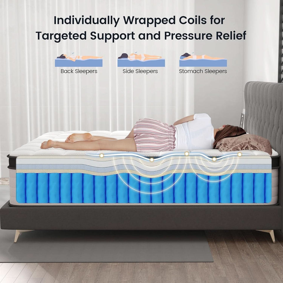 10 Inch Hybrid Full Size Memory Foam Pocket Spring Mattress