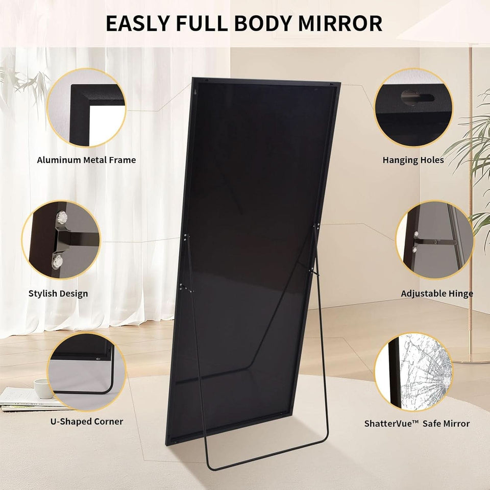 Full Length Mirror With Stand 34x76 Aluminum Frame