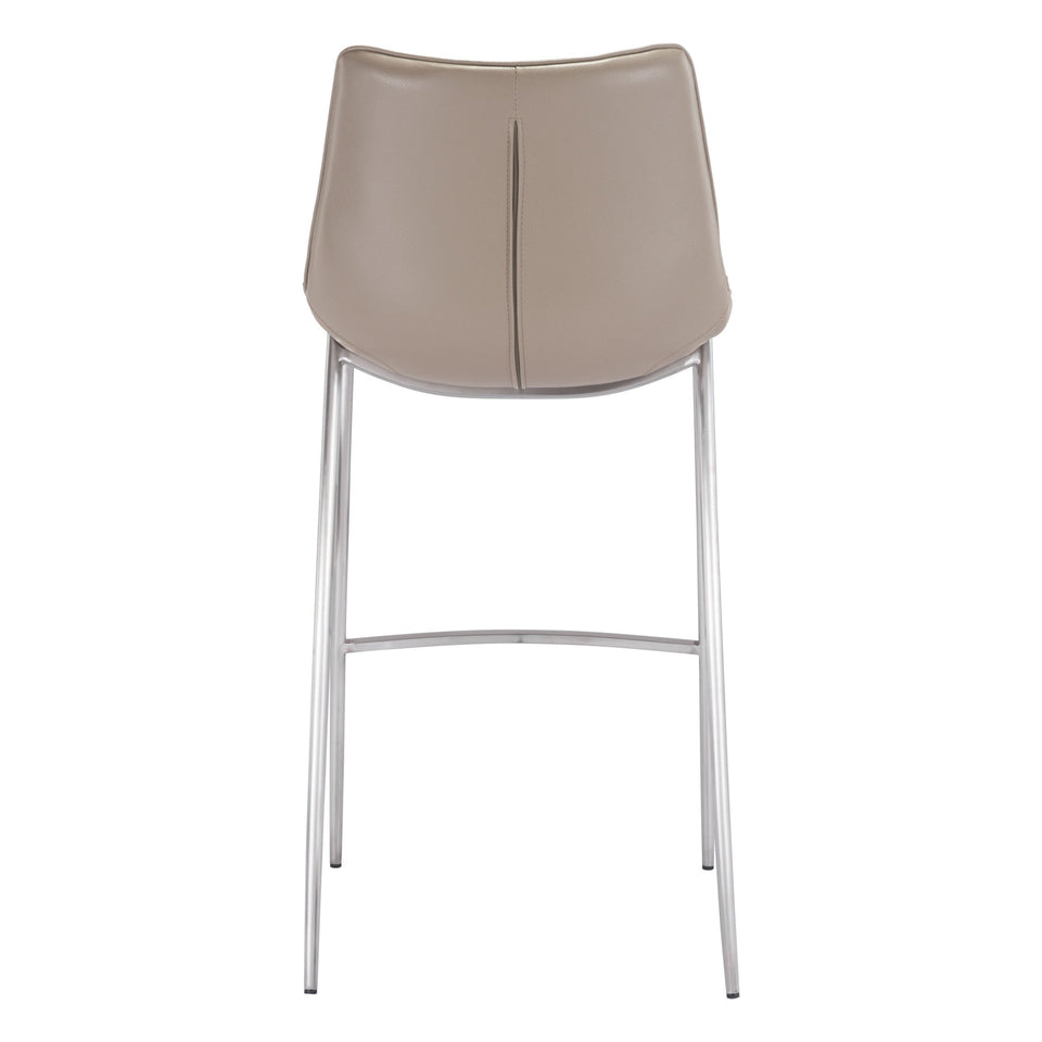Magnus Barstool (Set of 2) Brown & Silver