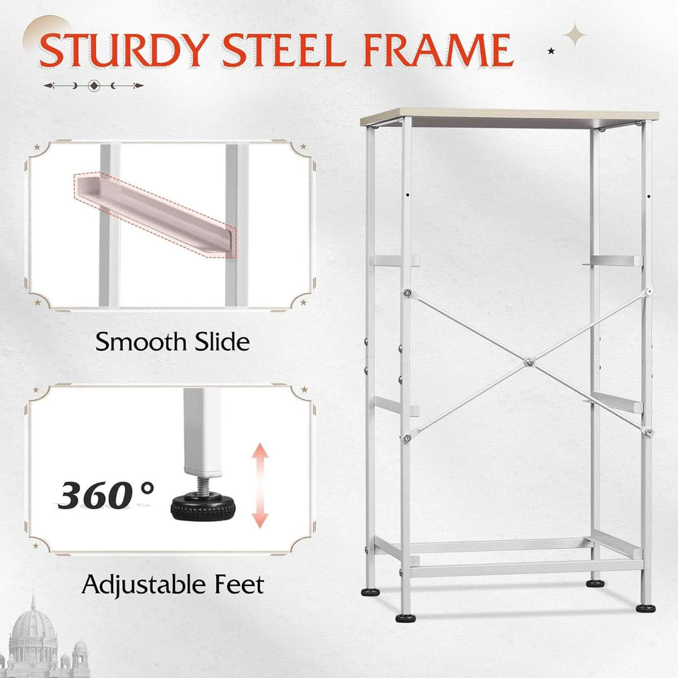 Light Grey Nightstand With 3 Drawers For Bedroom Hallway