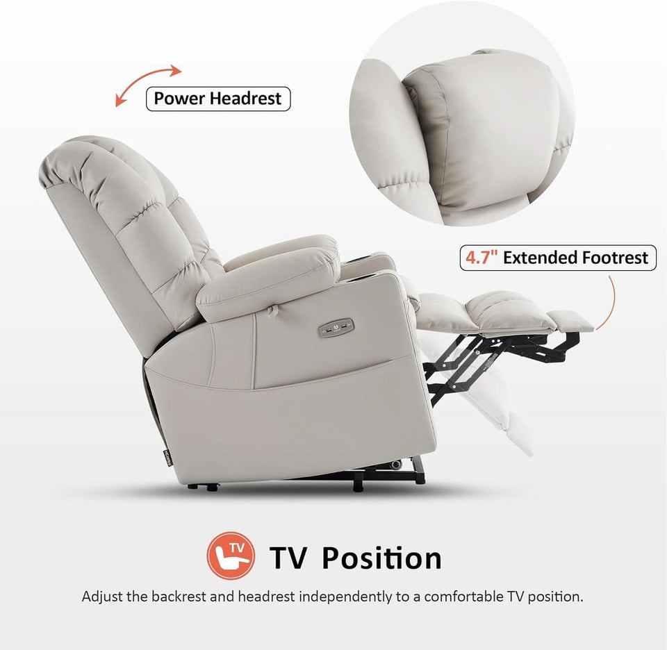 Large Dual Motor Power Lift Recliner With Massage And Heat