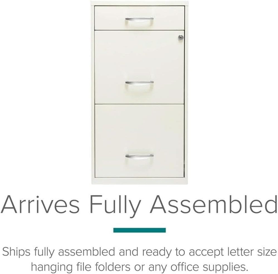 3 Drawer 27.32 Inch White Metal Filing Cabinet Lockable Preassembled For Legal And Letter Size