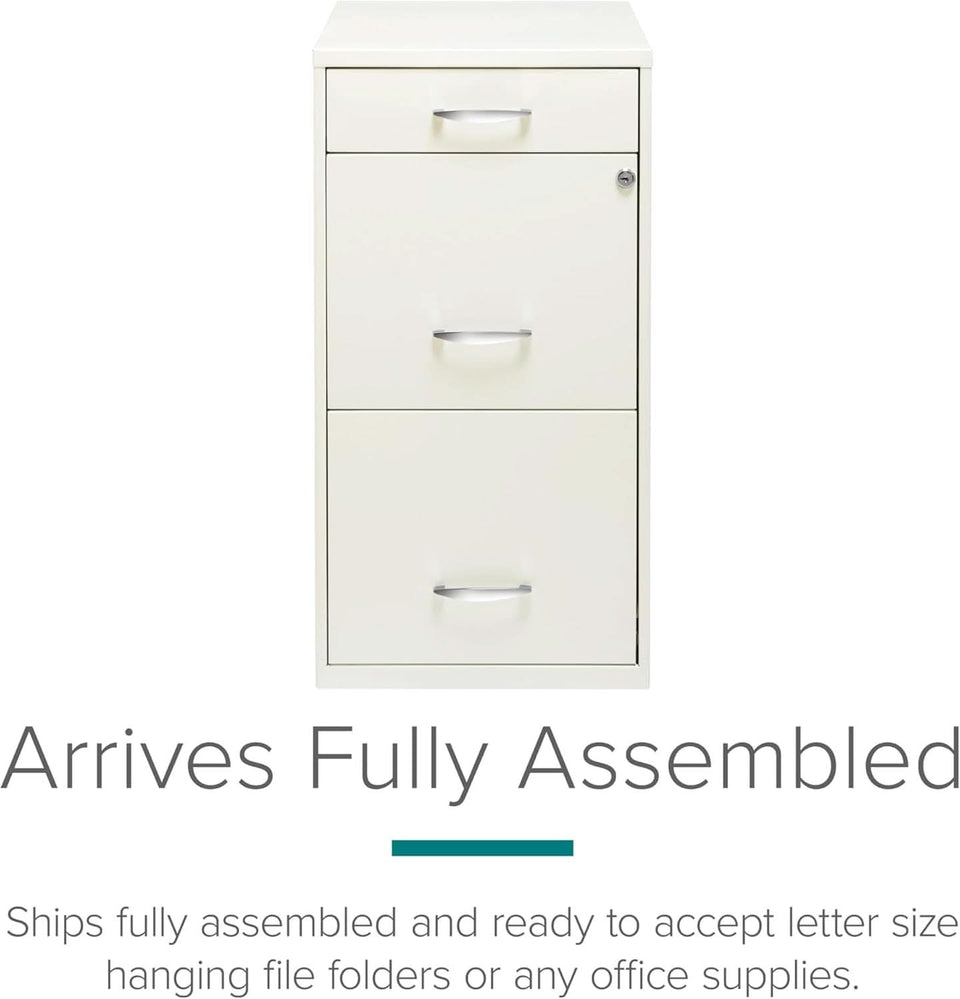 Hirsh 18 Inch Deep 3 Drawer Metal File Cabinet Pearl White