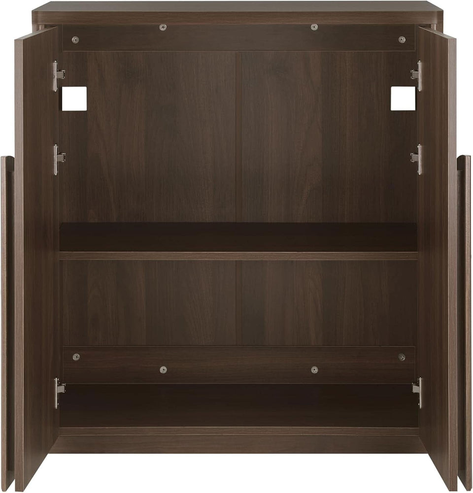 Walnut Sideboard Buffet Cabinet With Generous Storage And Wave Pattern Doors