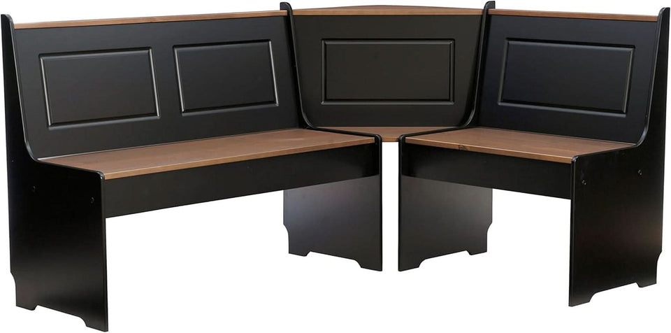Black Pecan Five Seat Dining Set With Storage Benches