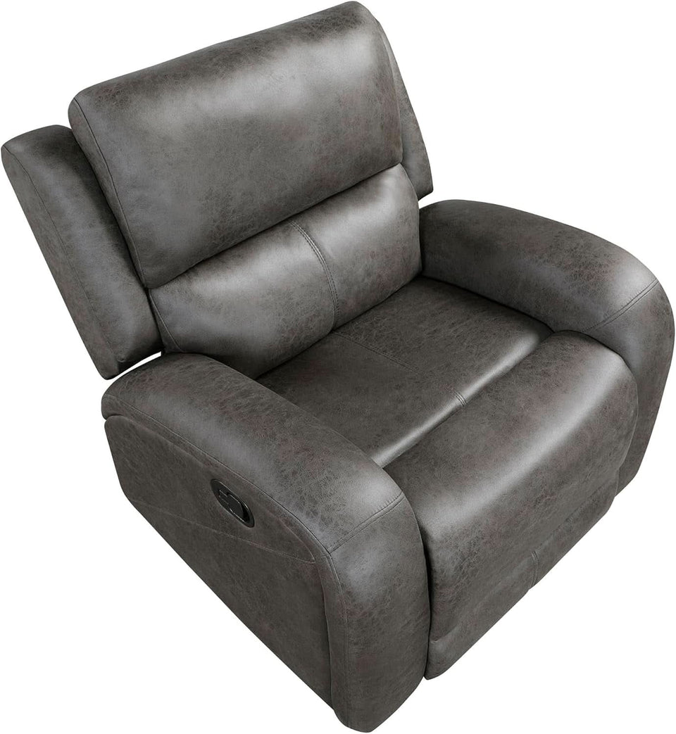 Grey Rocker Recliner Chair With Manual Recline Living Room