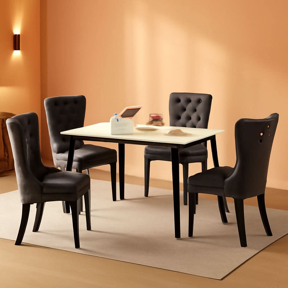 Black And Dark Grey Velvet Dining Chairs Set Of 6 With Nailhead Trim Pull Ring