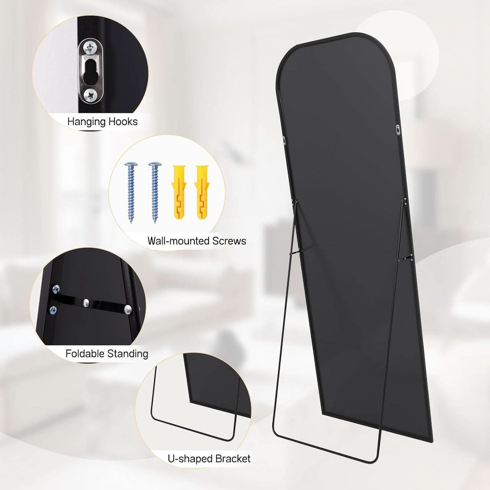 71 Inch Black Oversized Full Length Arch Floor Mirror