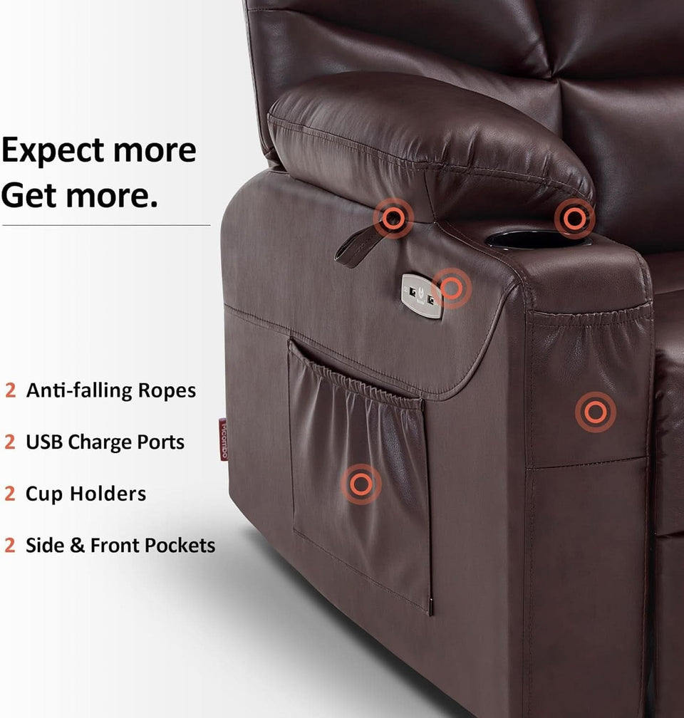 Power Lift Recliner Dark Brown Extended Footrest Chair
