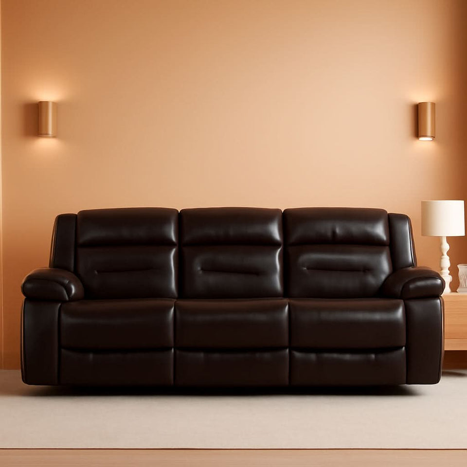 Gray 3 Seat Home Theater Recliner Sofa Set For Living Room