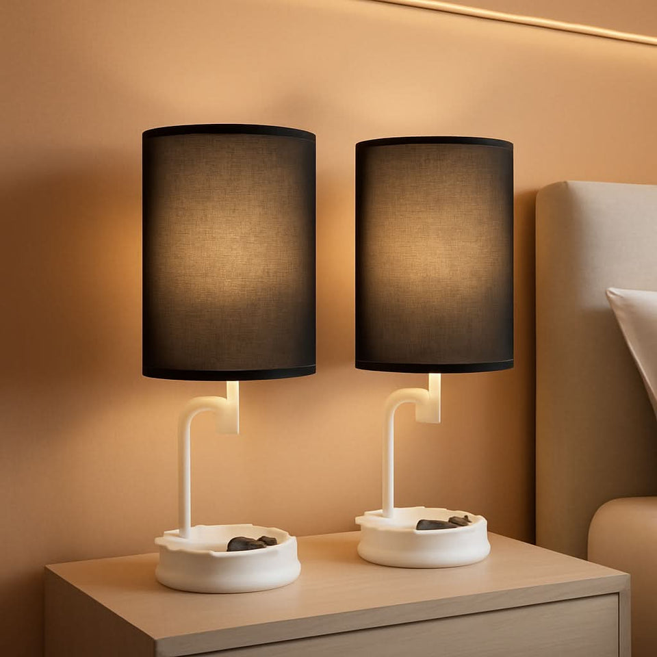 Table Lamp With 3 USB Ports And AC Outlet White Black