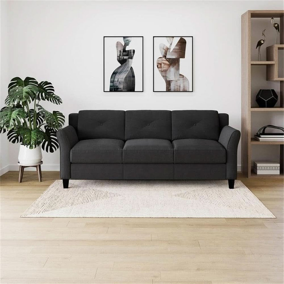 Two Piece Polyester Microfiber Upholstered Sofa Set With 78 Inch Wide Sofa And 56 Inch Wide Loveseat In Black