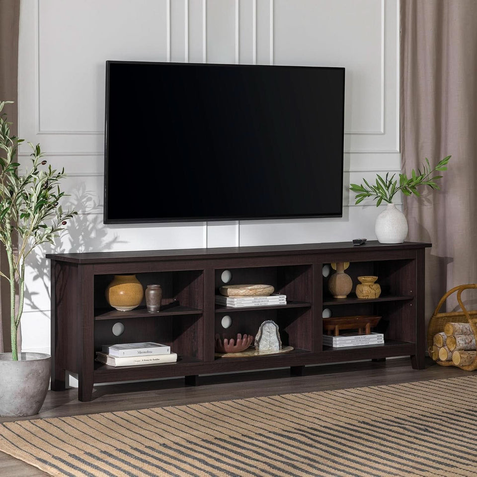 70 Inch TV Stand Espresso Finish With Adjustable Shelves