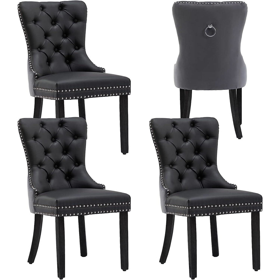 Tufted Velvet Dining Chairs Set of 4 With Acrylic Legs