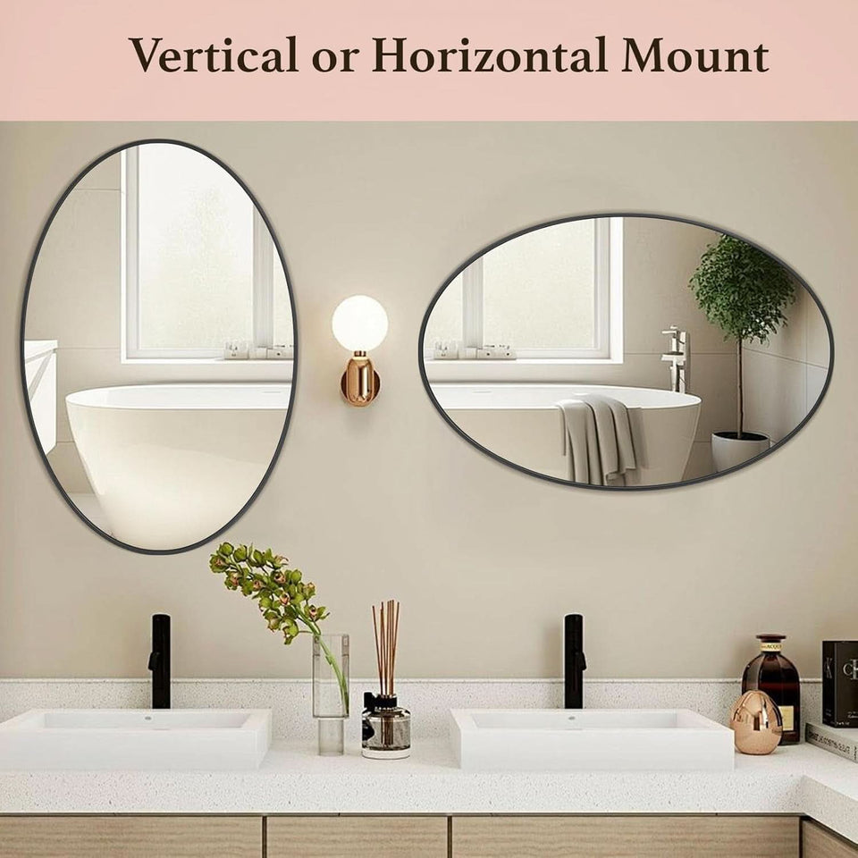 Oval Mirror 20x30 Black Bathroom Vanity Wall Mount