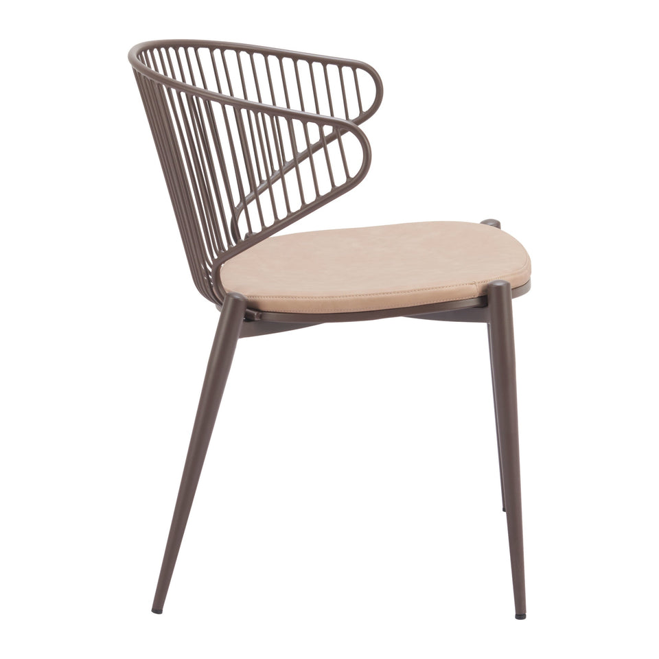 Silues Dining Chair (Set of 2) Taupe & Brown