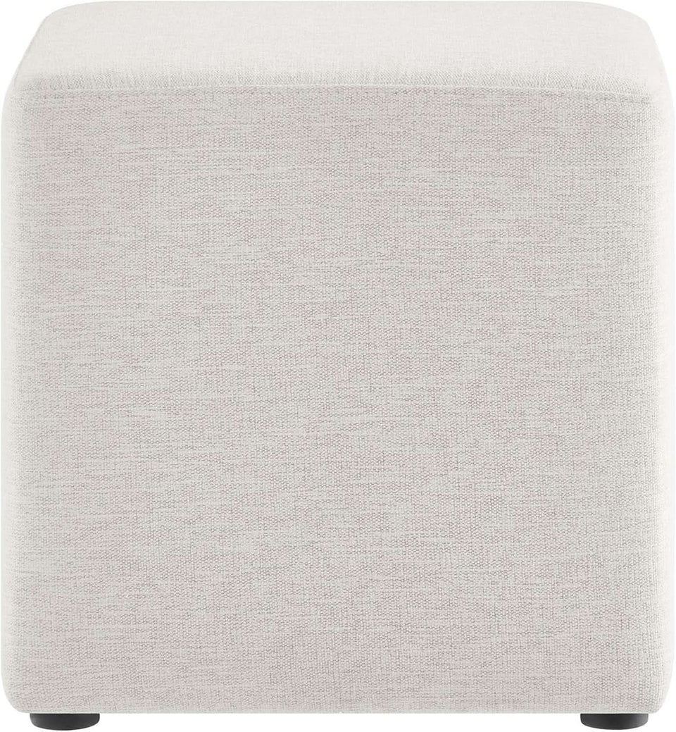 Callum 17 Inch Ivory Square Hand crafted Textured Woven Ottoman