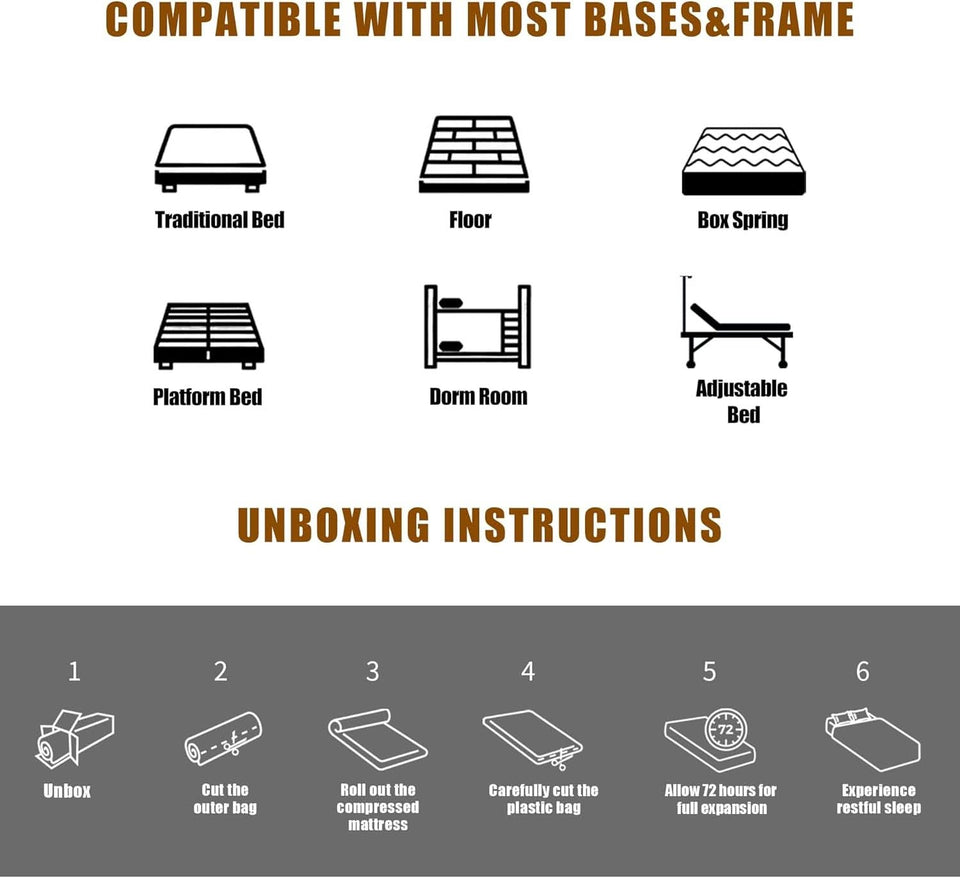 Twin 8 Inch Hybrid Mattress Pocket Spring Memory Foam
