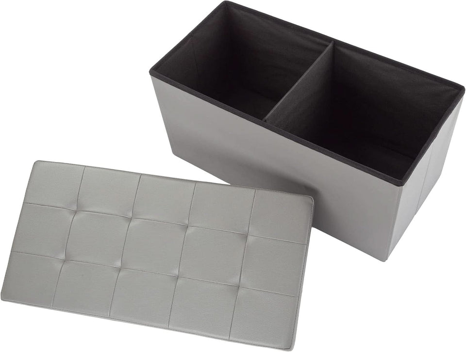 Storage Ottoman Bench 30 Inch Gray Removable Divider