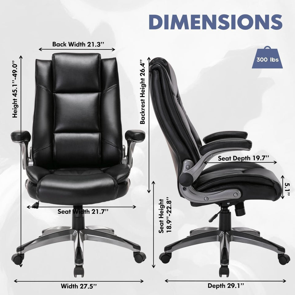 Bonded Leather Executive Office Chair Black High Back
