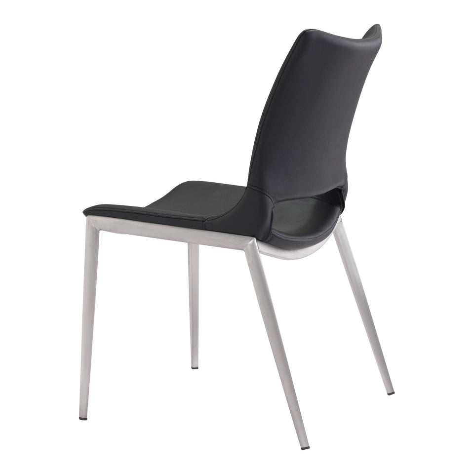 Ace Dining Chair (Set of 2) Black & Silver