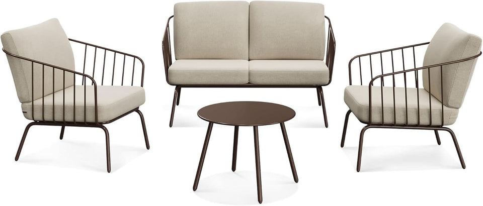 Modern 4-Piece Patio Furniture Set with Thick Cushions