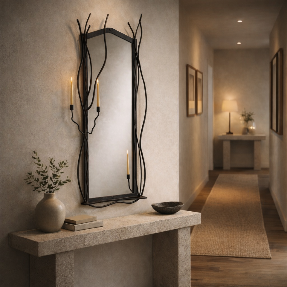New Shoots Mirror Frame with Candle Holders